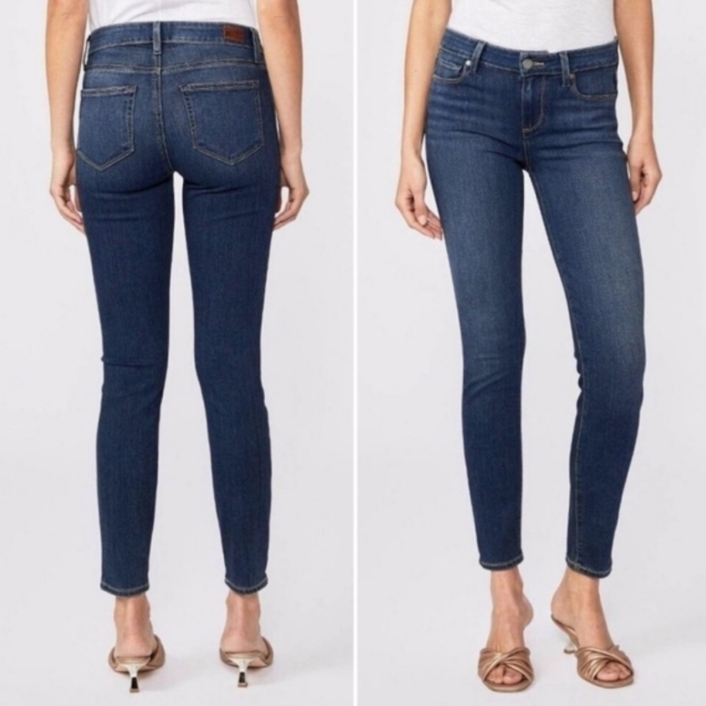 Paige Verdugo Crop Zach Distressed Medium Wash Mid Rise Stretch Ankle Jeans 27